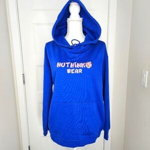 NUTHINK‎ BEAR Blue Hoodie with Graphic Print, Size Medium